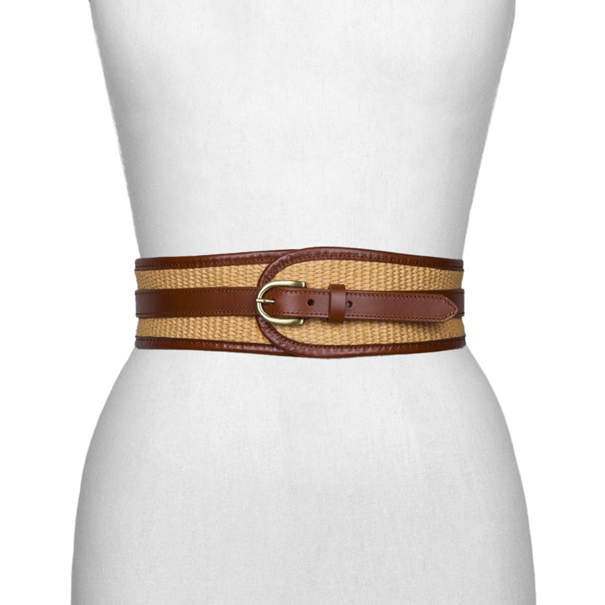 Patricia Nash Aude Woven Straw and Leather Belt | HSN display picture 1