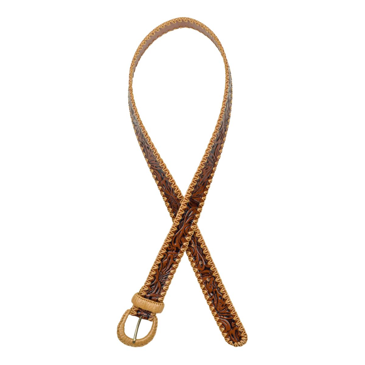 Patricia Nash Calais Floral Design Tooled Leather Belt | HSN