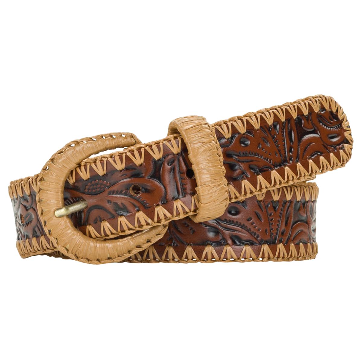 Patricia Nash Calais Floral Design Tooled Leather Belt | HSN display picture 2