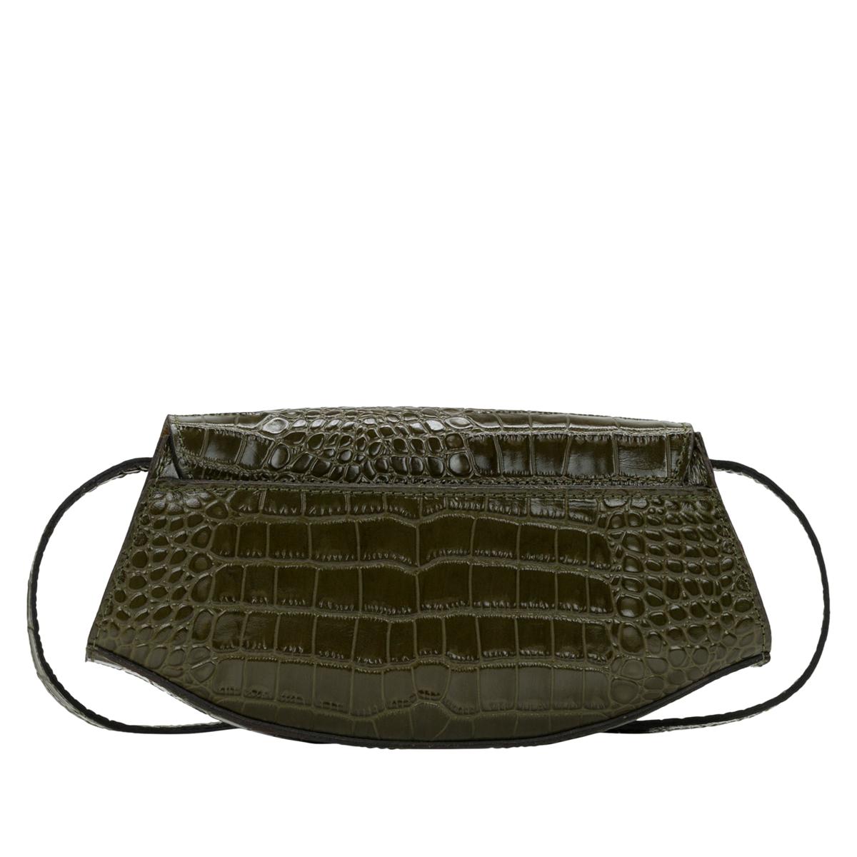 Black Faux Croc Twist Handle Cross Body Bag