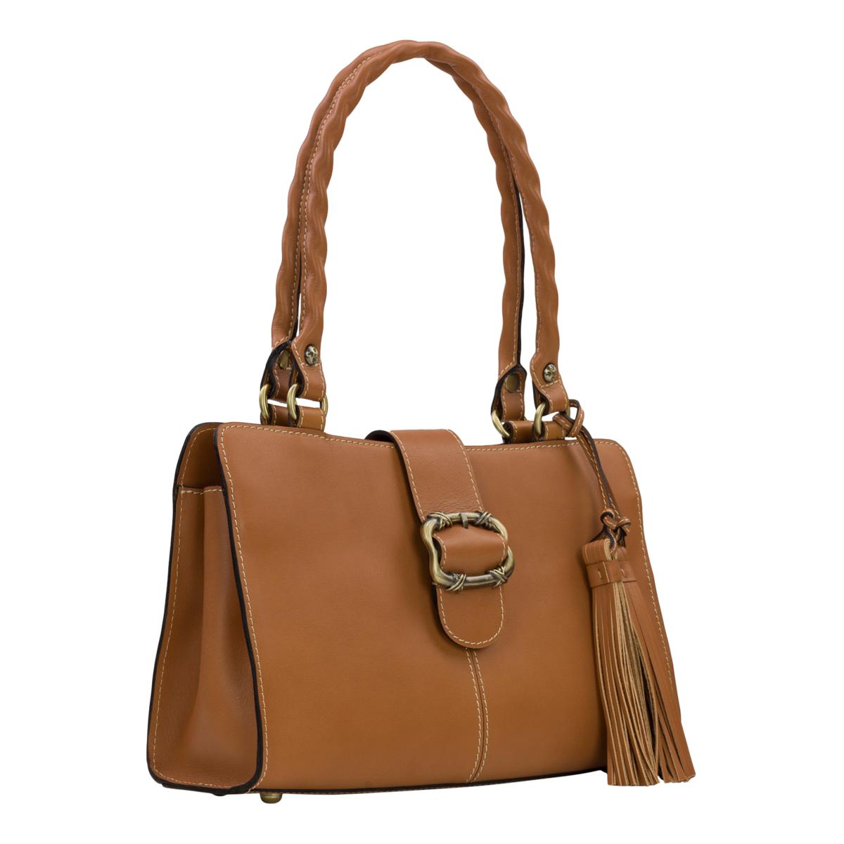 Patricia Nash Woven Leather with Tassels Patricia Nash Pienza Leather Fringe Satchel | HSN main image 2