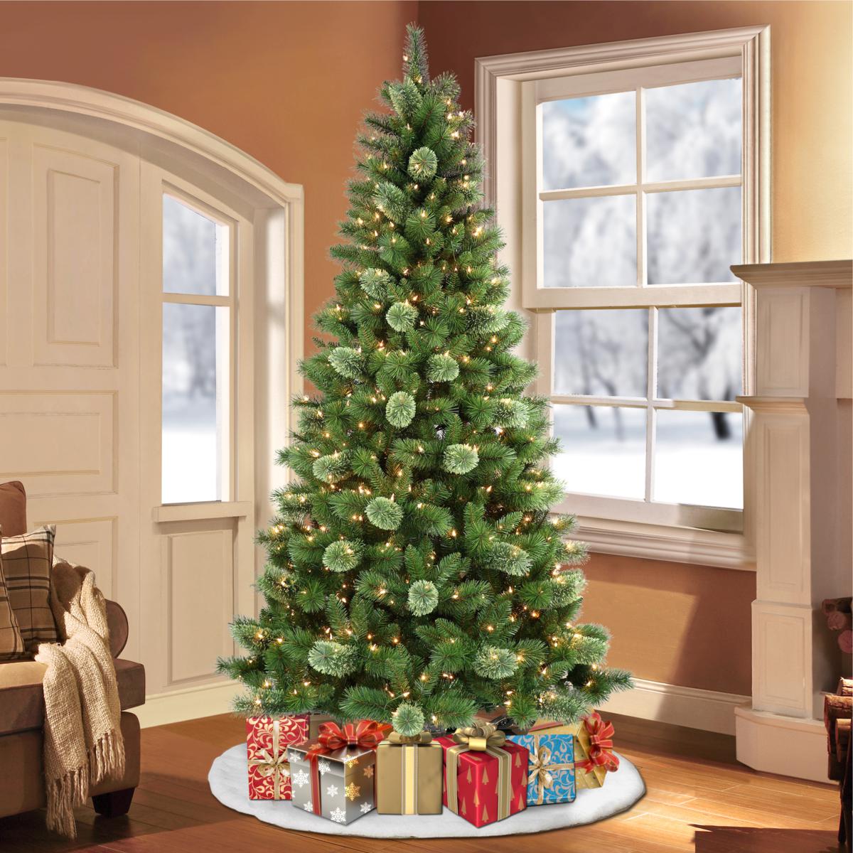 Pre-Lit Vermont Spruce Quick Set Artificial Christmas Tree, Remote 6.5 ft