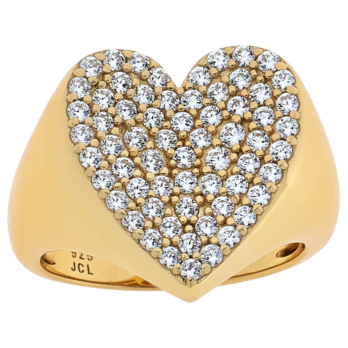 Radiance by Absolute™ 1.39ctw Sterling Silver Pavé Heart Signet Ri