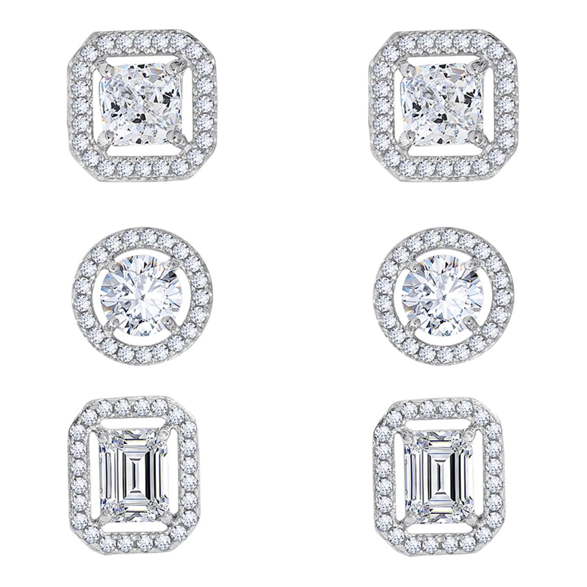 Radiance by Absolute™ 15ctw MixedCut Halo Stud Earrings 3piece Set 22072580 HSN