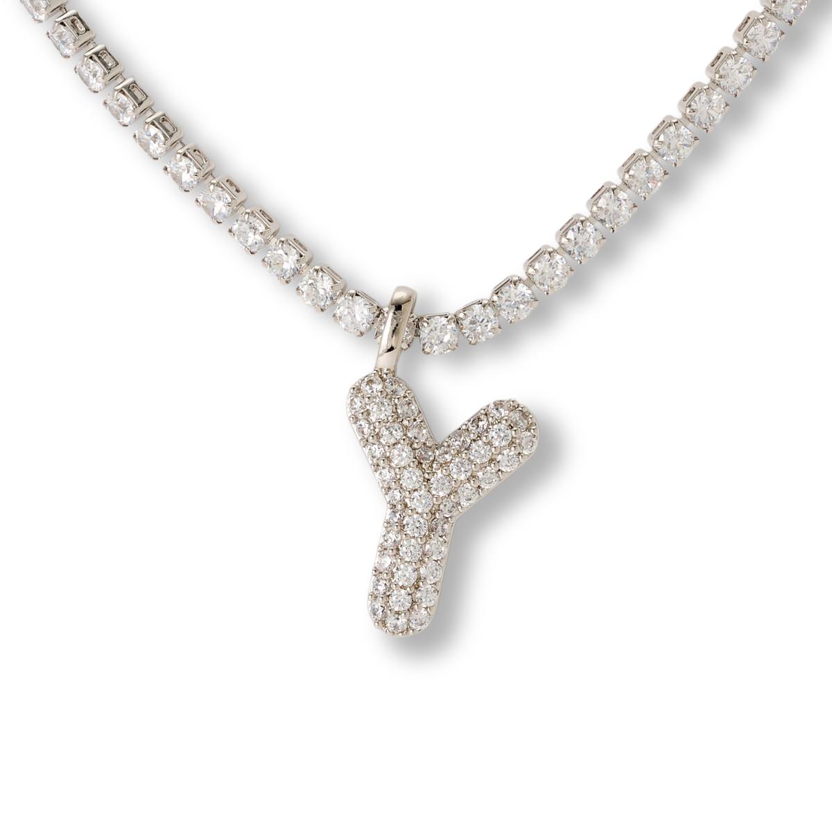 Radiance by Absolute™ Initial Tennis Necklace - Silvertone | HSN