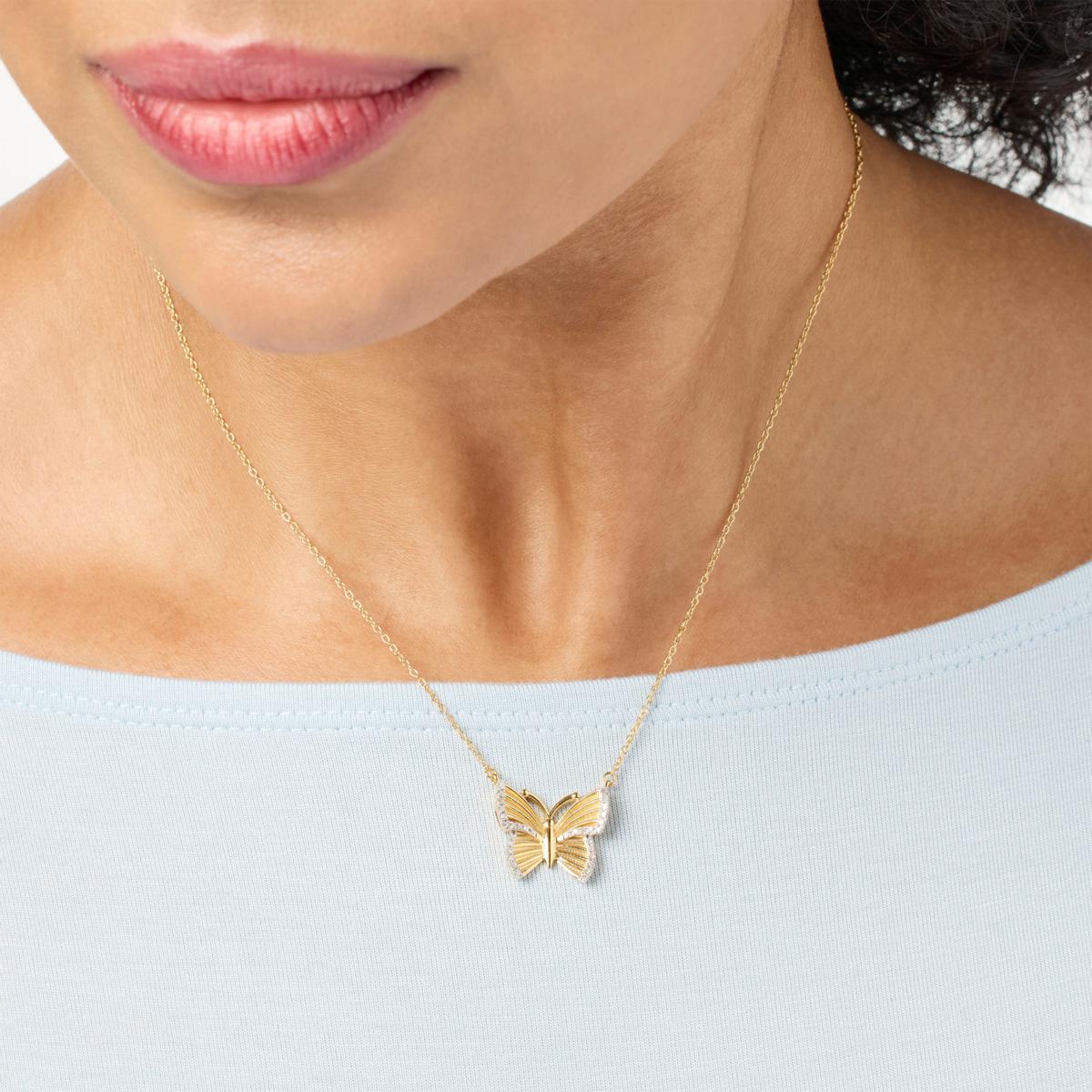 18KT ROSE GOLD DIAMOND BUTTERFLY NECKLACE. - Provident Jewelry