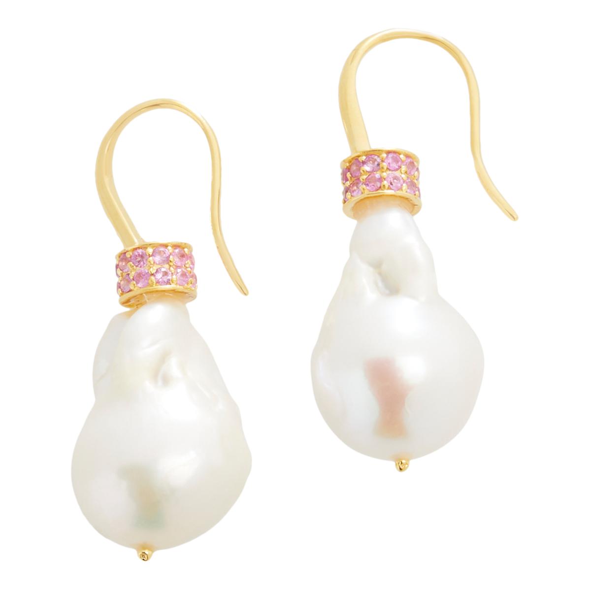 Rarities Gold Plated Baroque Cultured Pearl and Gemstone Drop Earrings