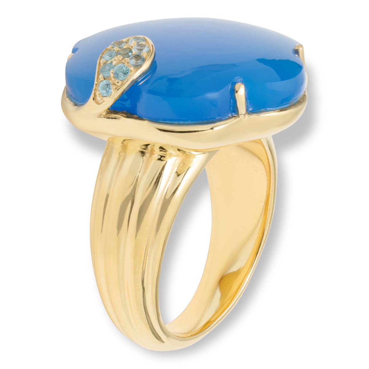 Rarities Gold-Plated Blue Chalcedony & Blue Topaz Flower