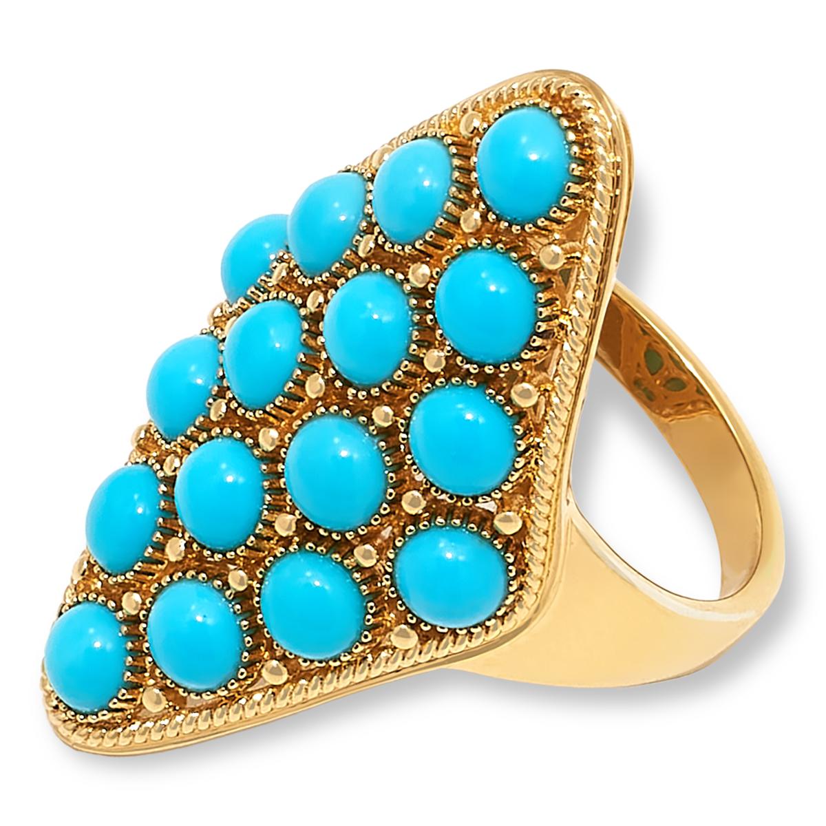 Rarities Gold-Plated Multi-Stone Turquoise Shield Ring Rarities Gold-Plated Multi-Stone Turquoise Shield Ring