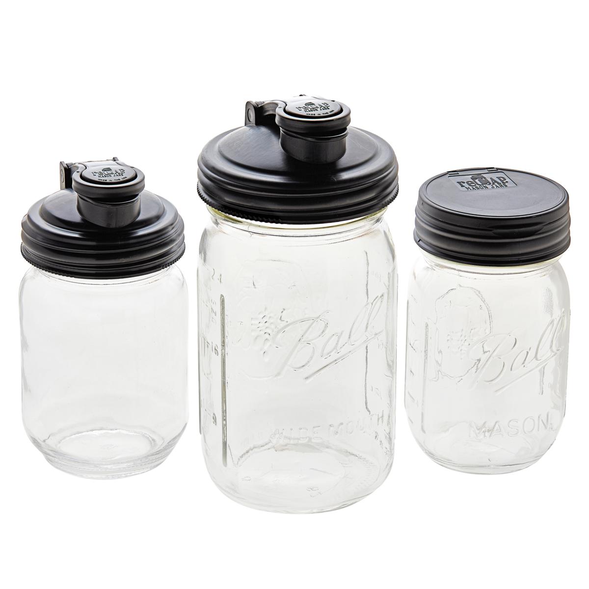 reCAP 6-piece Set of Mason Jars with Assorted Lids