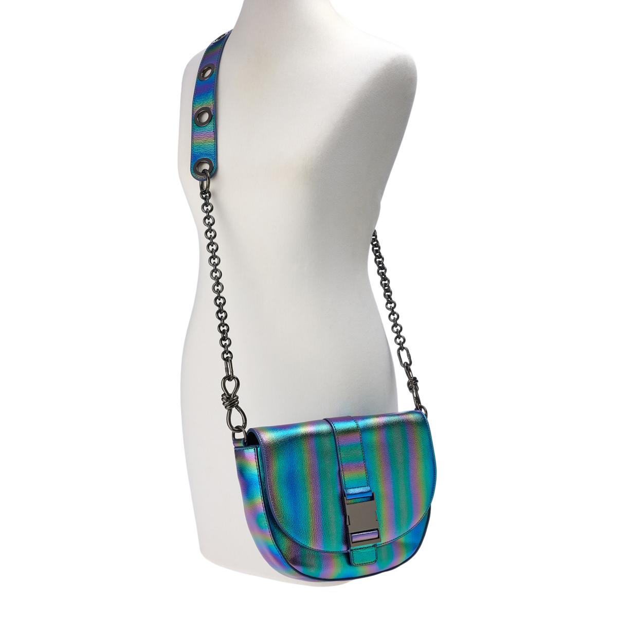 Sharif Legacy Leather Flap Saddle Crossbody Bag with Chain 