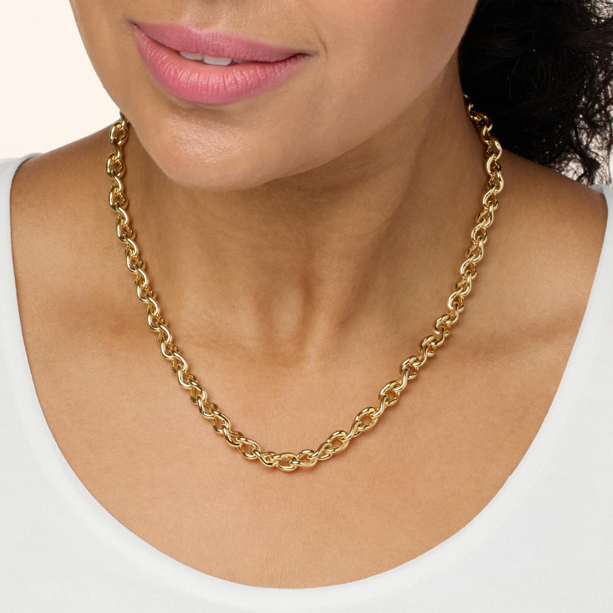 18K Gold Chain Necklace, Cable Chain, Paperclip Chain, Twist Chain