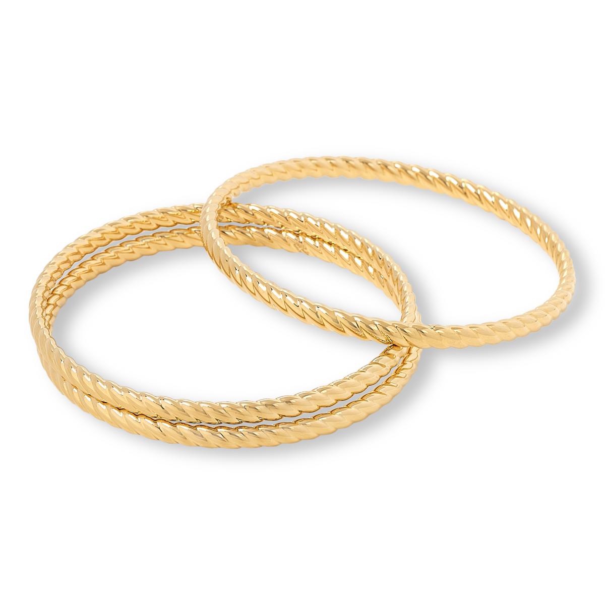 Soave Oro 14K Gold Electroform Set of 3 Twisted Bangle Bracelets