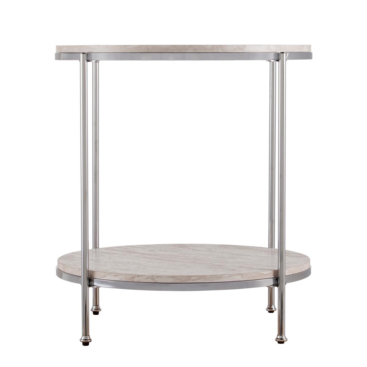 HOUSEHOLD ESSENTIALS Chrome and Faux Marble Sliding 2-Tier Steel