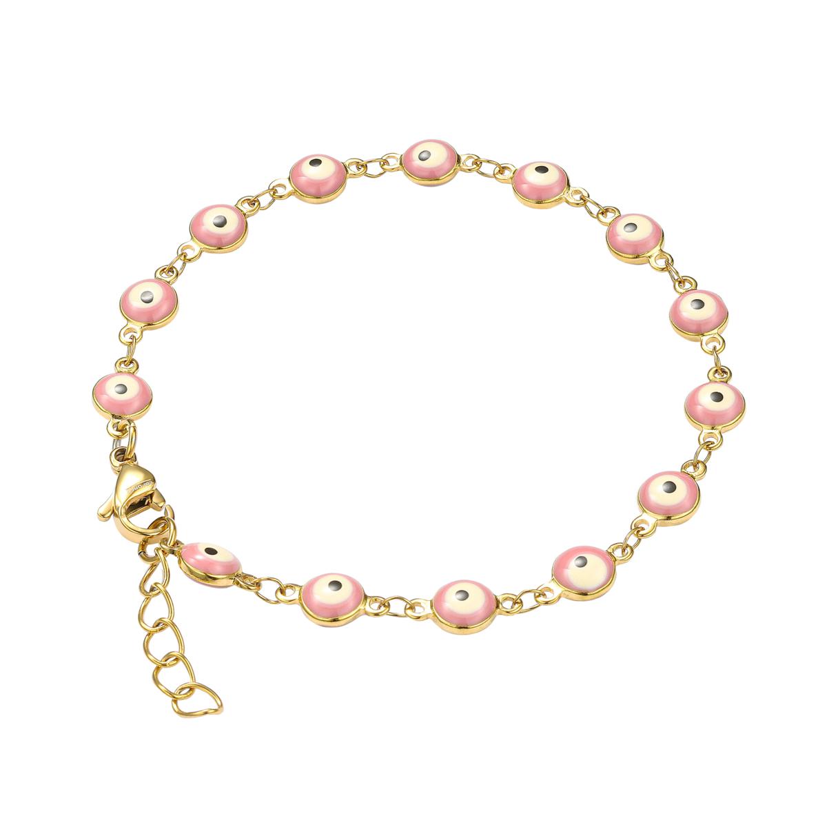 Stately Steel Enamel Evil Eye Chain Bracelet 9850778 HSN