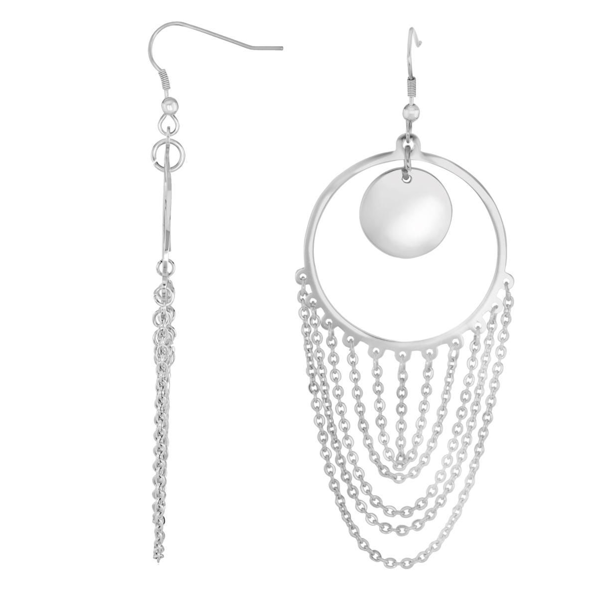 Stately Steel Round Chain Fringe Earrings 9537639 HSN