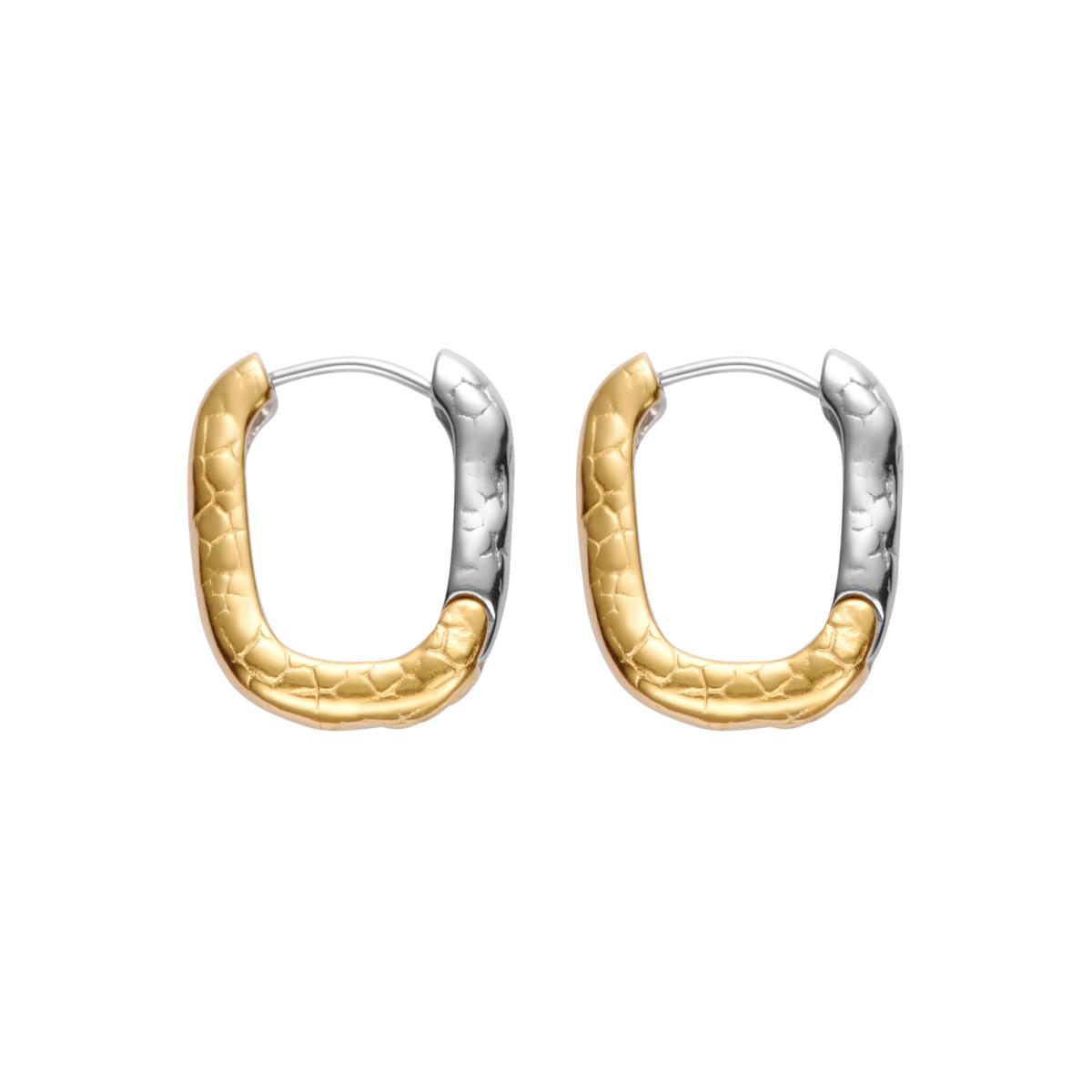 Stately Steel Stainless Steel U-Shape Hoop Earrings