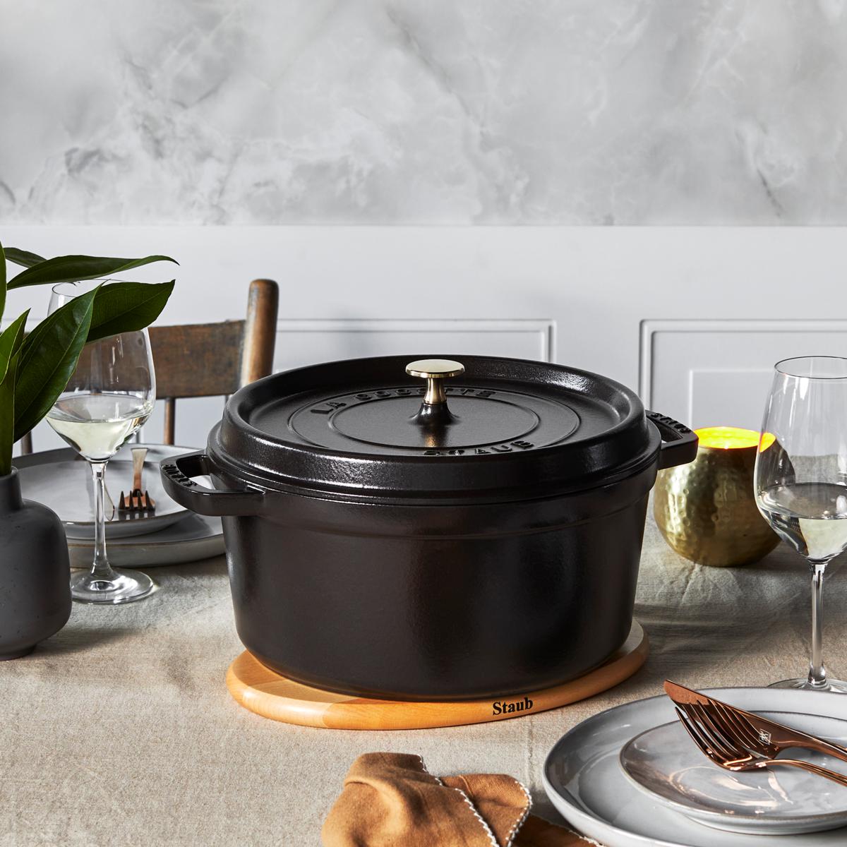Staub Cast Iron 7QT Round Cocotte- Turquoise | HSN
