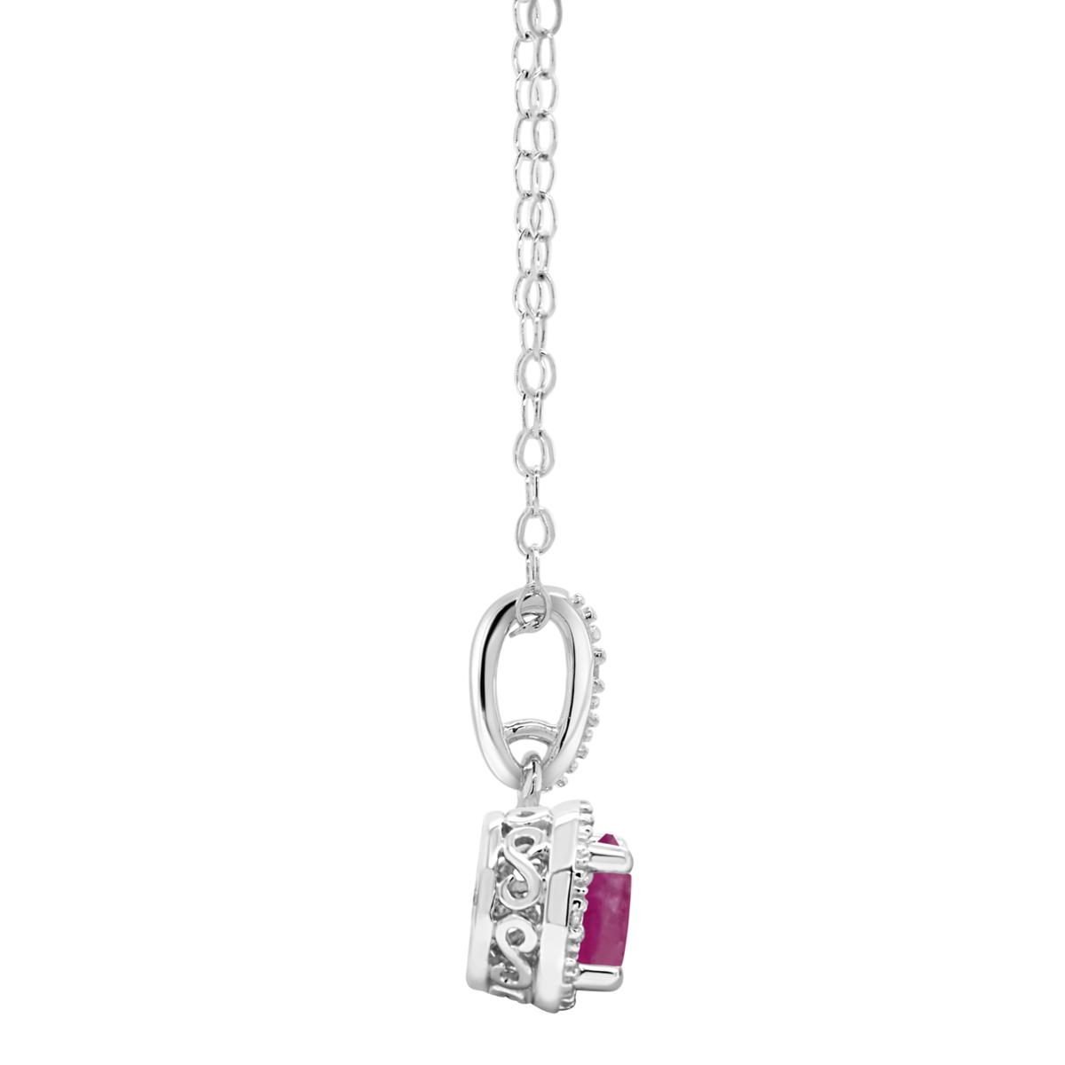 Sterling Silver Precious Gem and Diamond 5mm Round Pendant