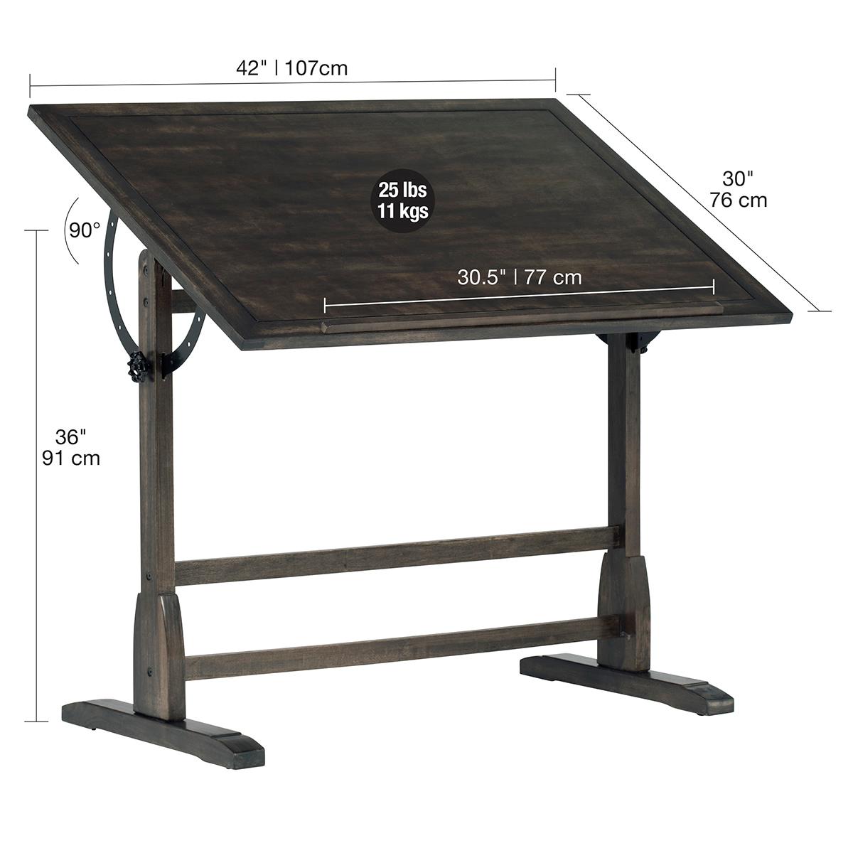 Studio Designs Vintage Solid Wood Drafting Table with Adjustable