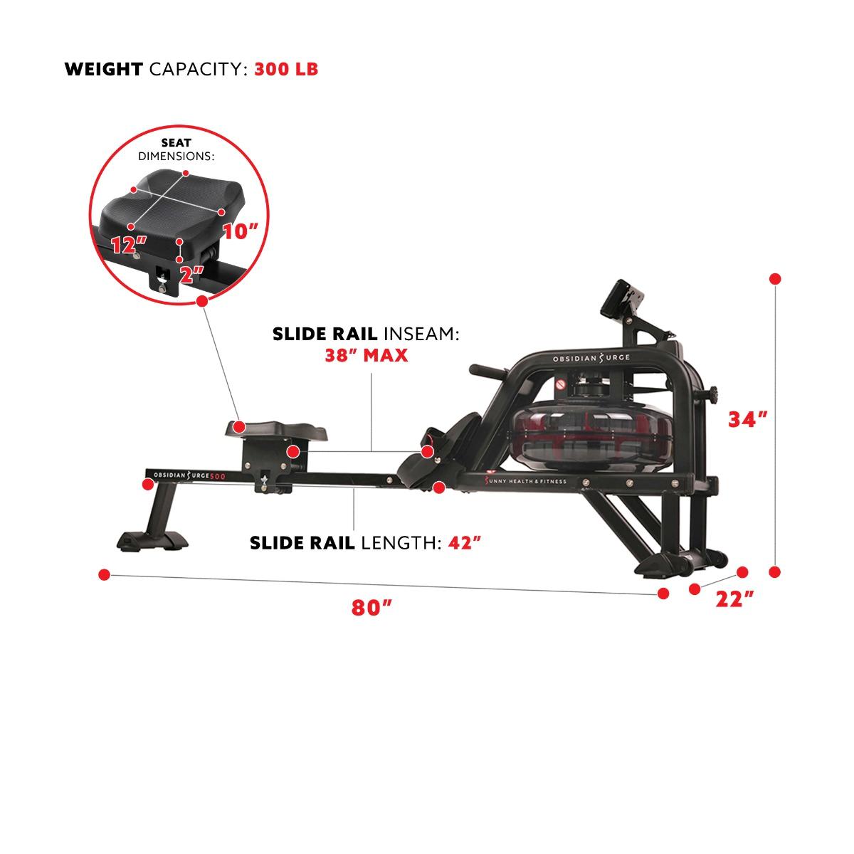 Sunny health & fitness 2025 obsidian surge water rowing machine