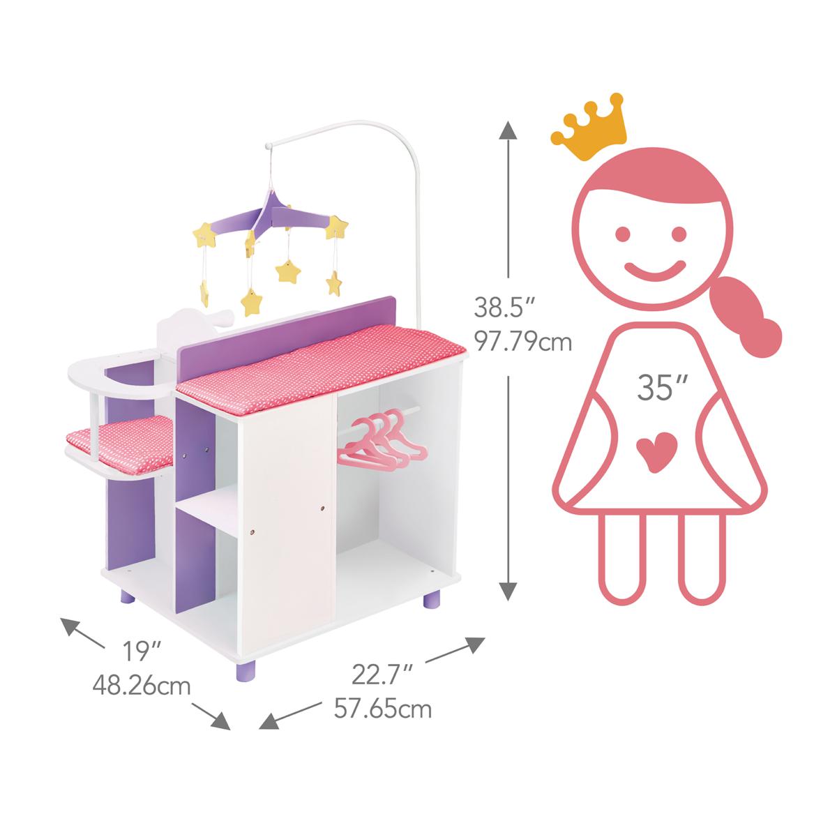 Teamson Kids Olivia's World Polka Dots Princess Doll Changing Station -  20251172