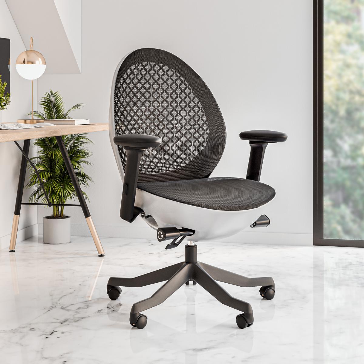 Techni Mobili Executive High Back Office Chair with Headrest, Silver Grey