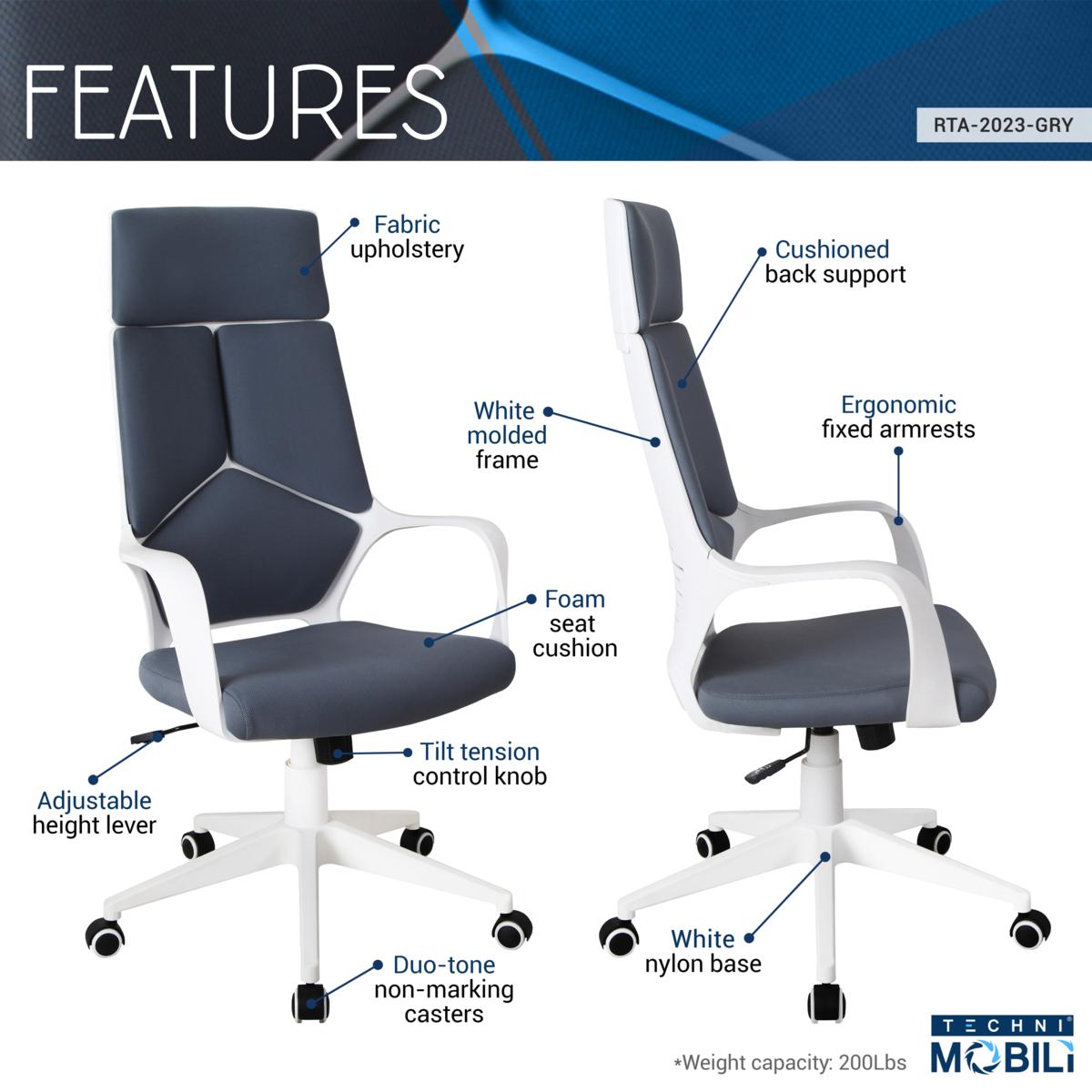 Techni mobili modern height adjustable office task discount chair