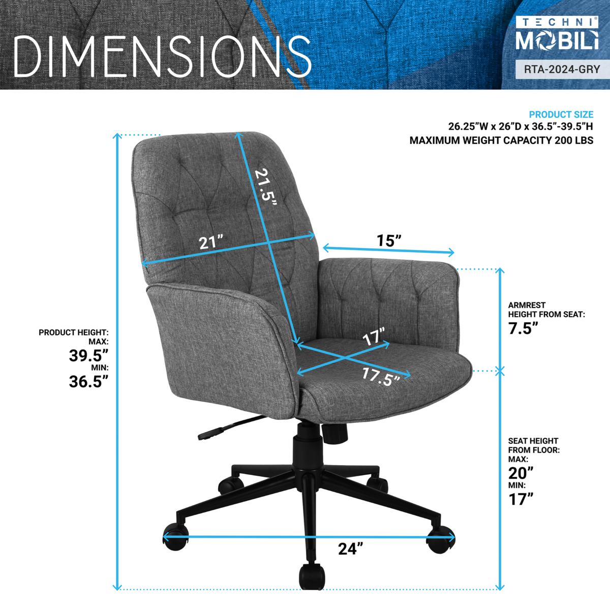 Maximum seat discount height office chair