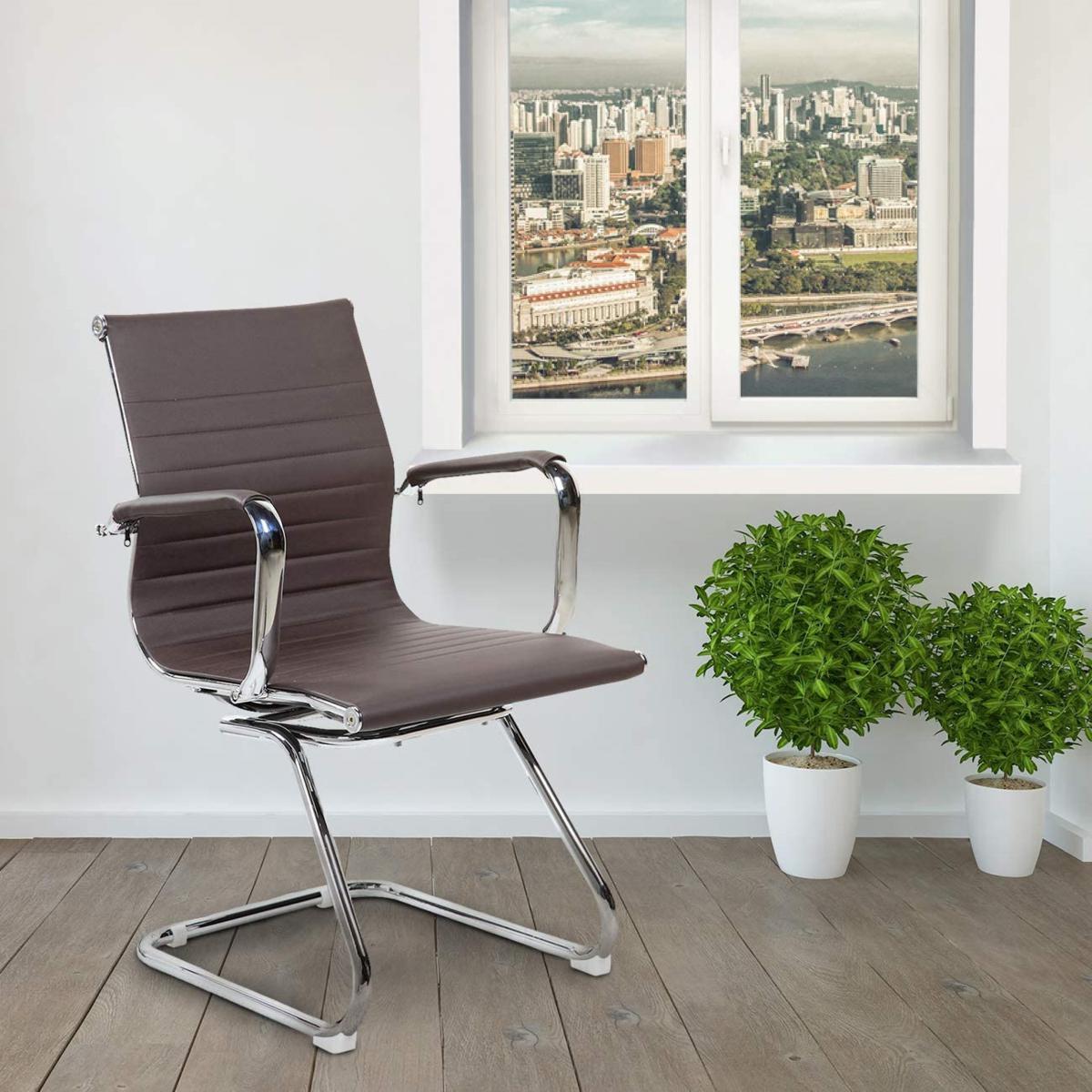 Techni Mobili Executive High Back Office Chair with Headrest, Silver Grey