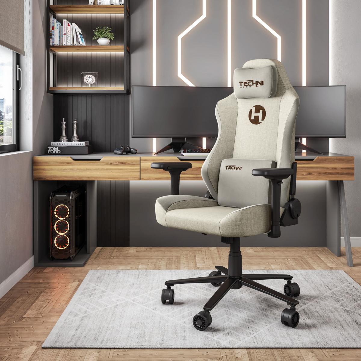 Techni Sport TSF65C Fabric Gaming Chair - Beige - 23229375 | HSN