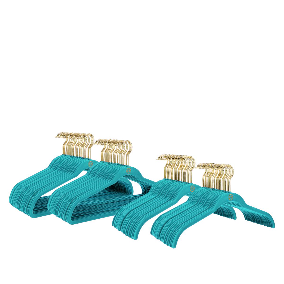 JOY Hangers Velvet Hangers 24pk, White & JOY Hangers Velvet Hangers 24pk,  Teal 