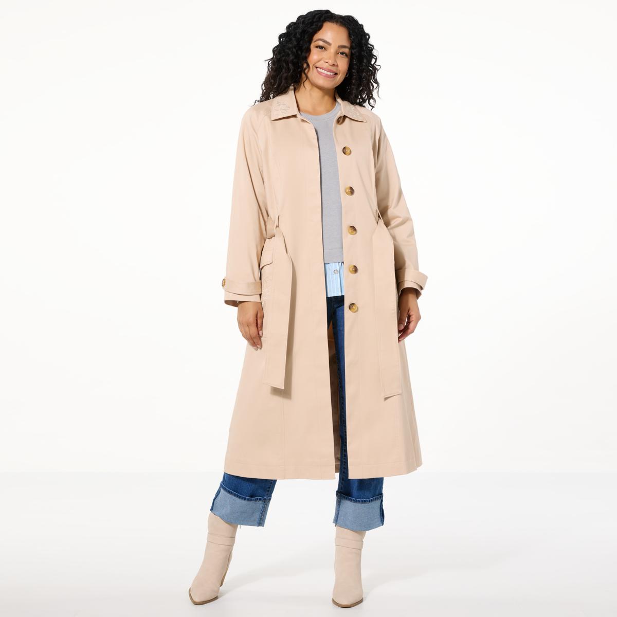 Tower Hill by Christie Brinkley Embroidered Trench Coat | HSN