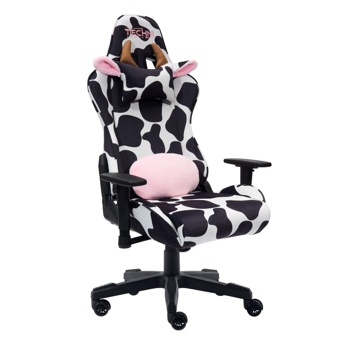 Gamefitz Faux Leather Swivel Gaming Chair in Pink and White