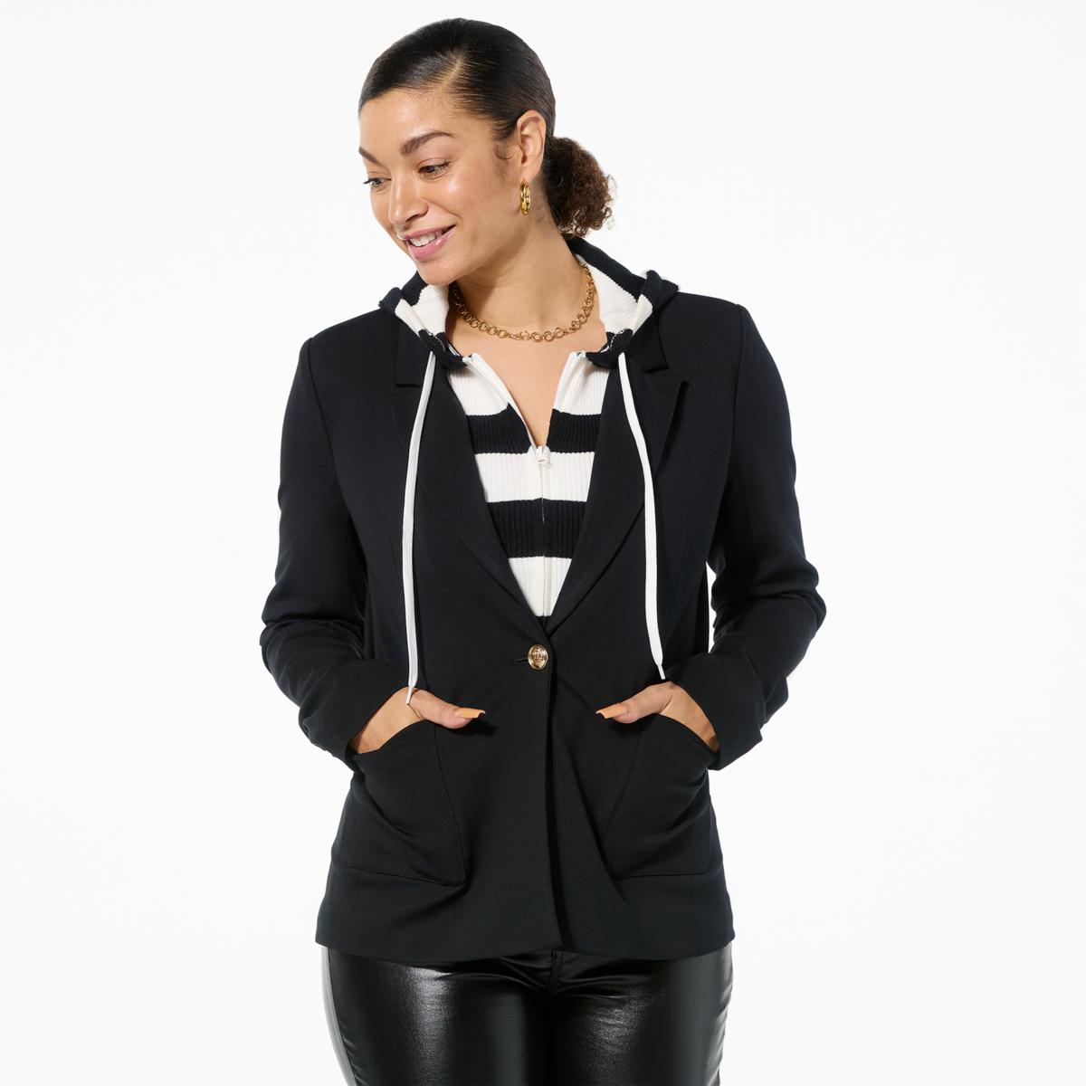 TWRHLL by Christie Brinkley Layered Hoodie Blazer - 23377503 TWRHLL by Christie Brinkley Layered Hoodie Blazer - 23377503