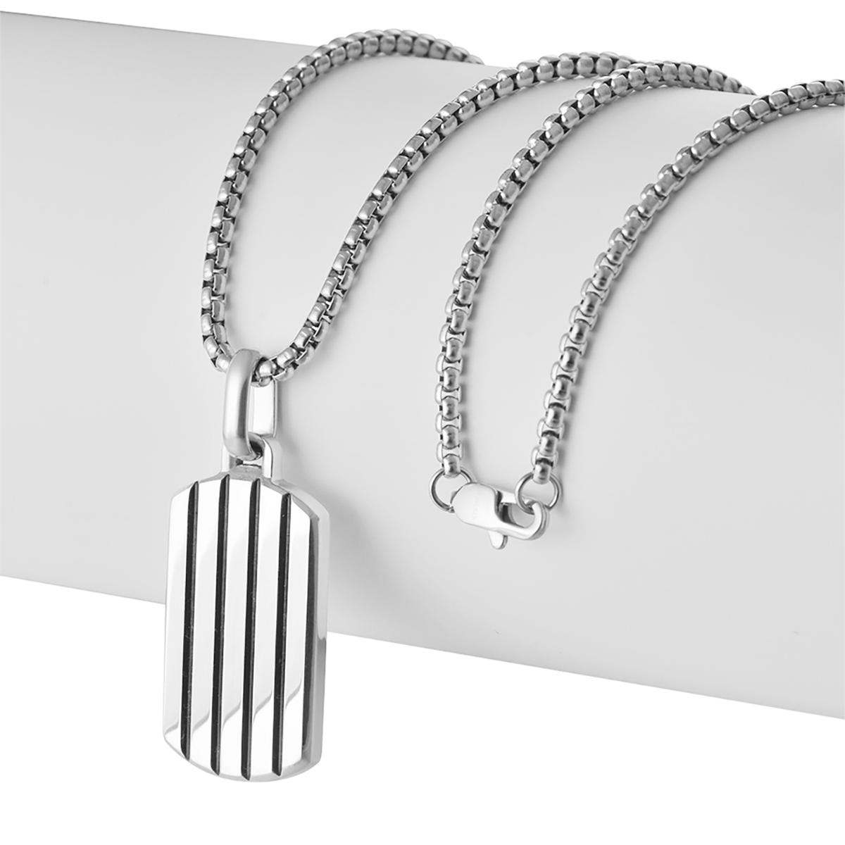 Men's Stainless Steel Dog Tag Necklace w/ Extension - Engravable