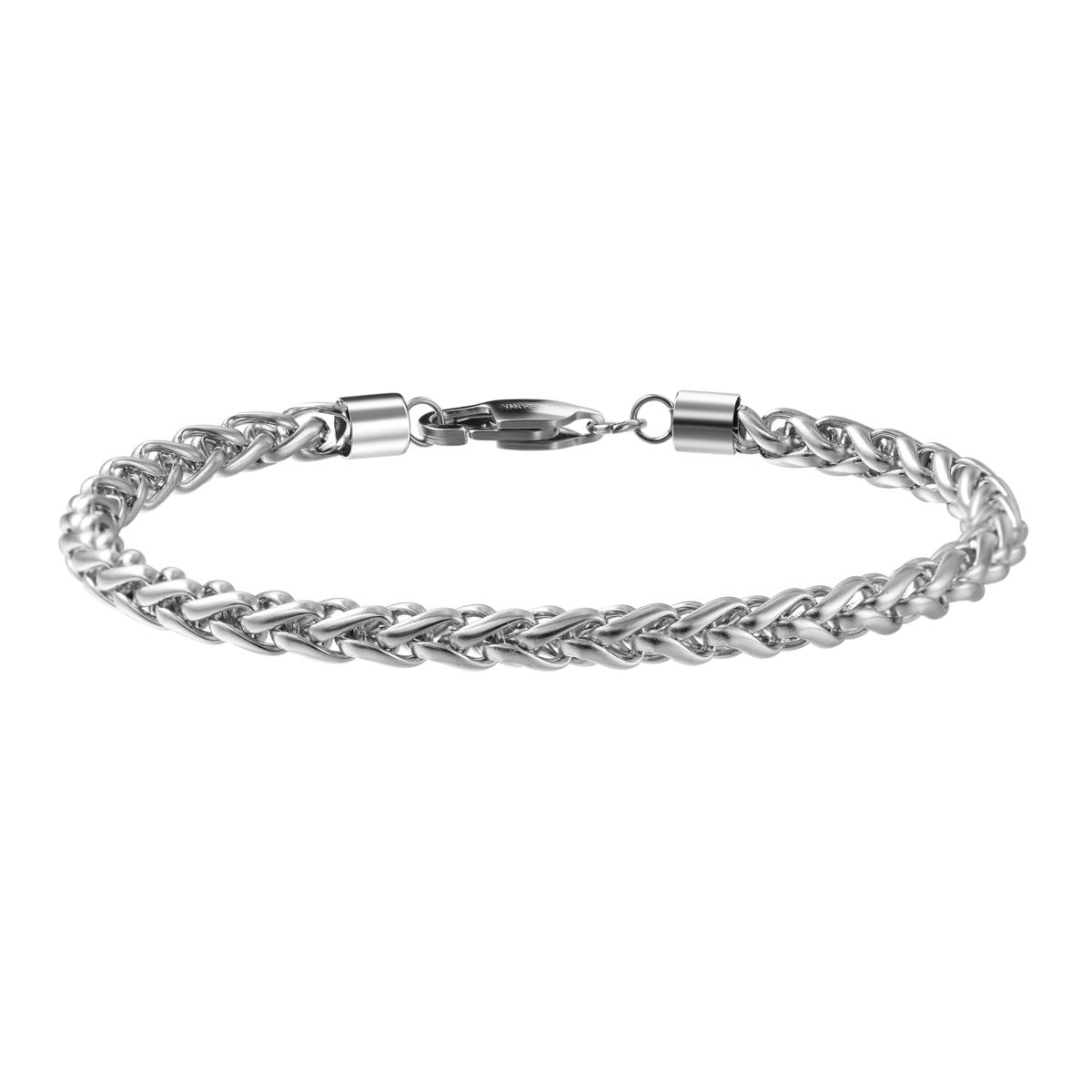 Stainless steel bracelet for men, wheat rope chain