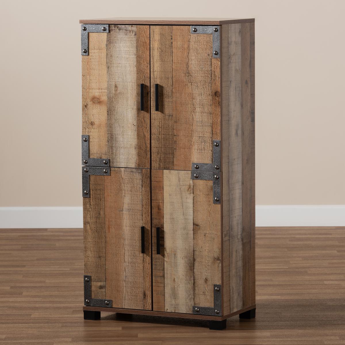 Rustic shoe cabinet with doors hot sale