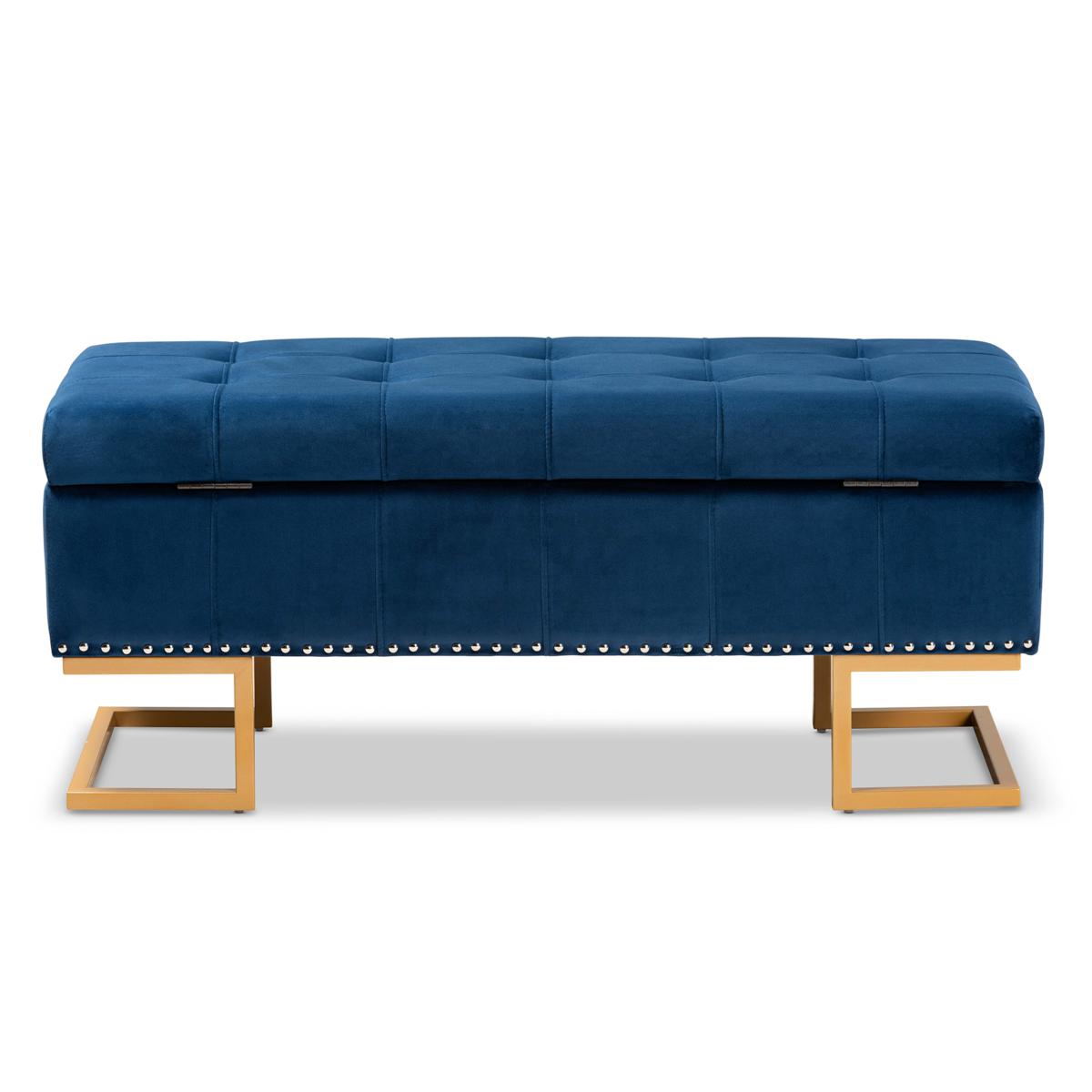 Wholesale Interiors Ellery Velvet Fabric Upholstered Storage Ottoman