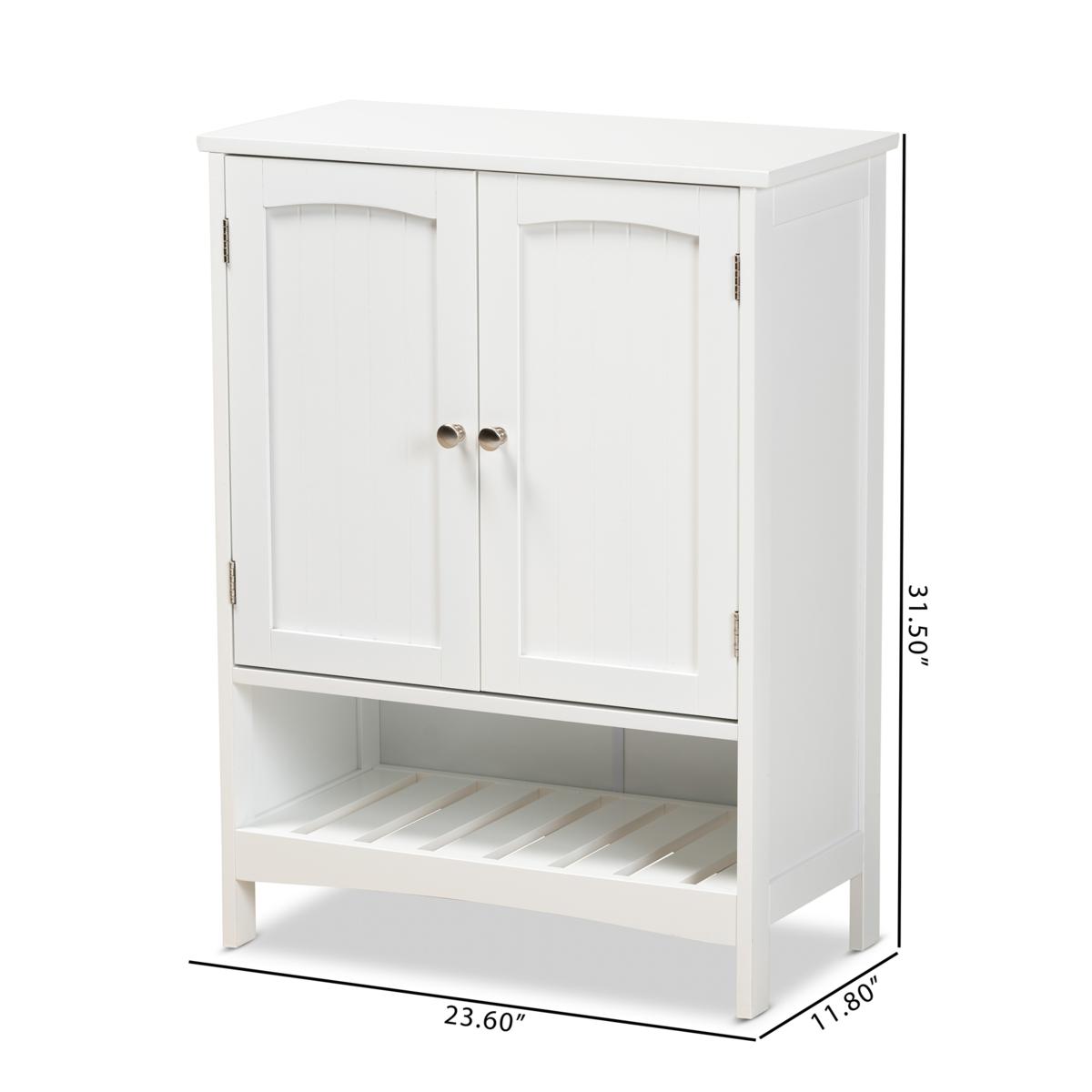 Baxton Studio Beltran Modern and Contemporary White Finished Wood Bathroom Storage Cabinet