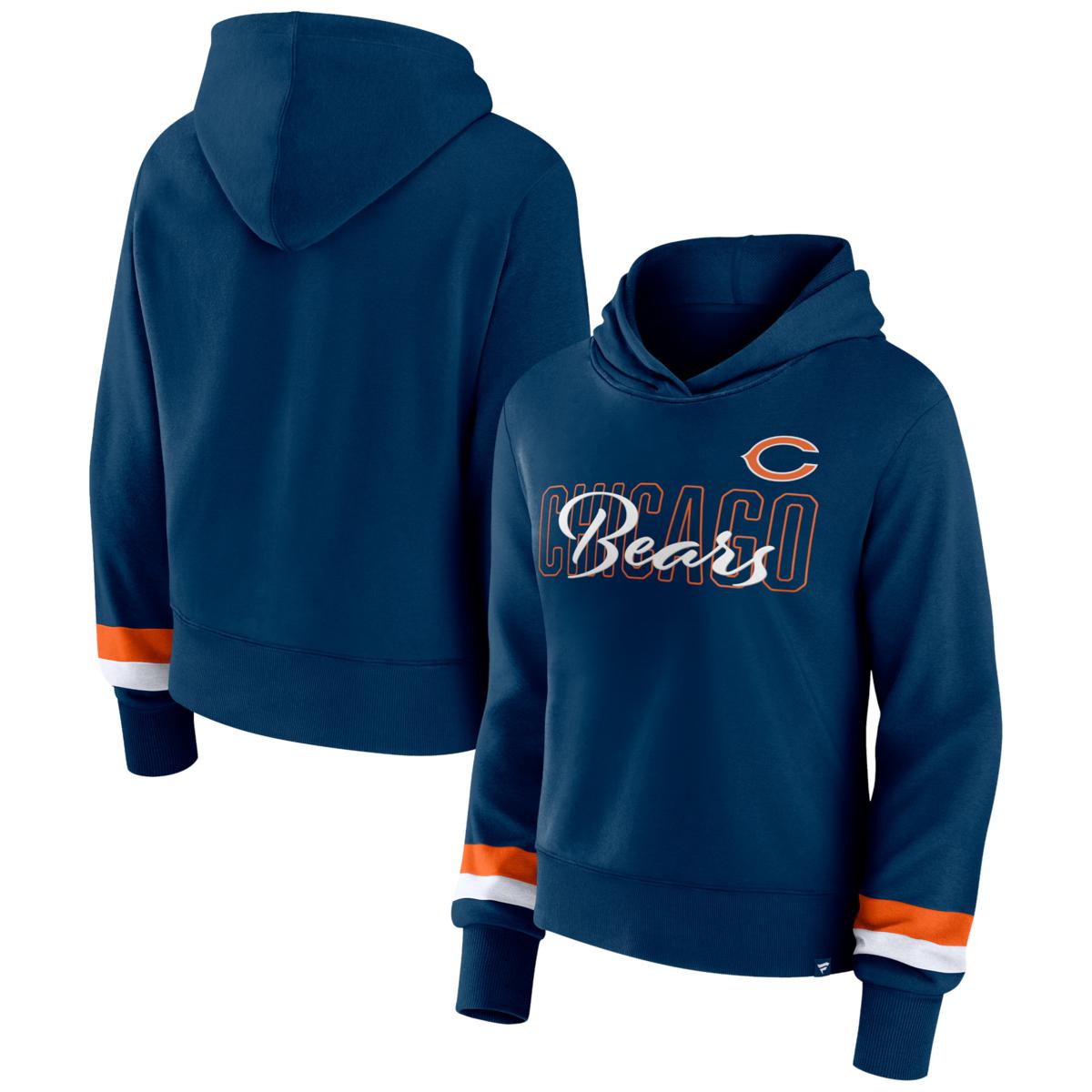 Women's Fanatics Branded Navy Chicago Bears Over Under Pullover Hoodie