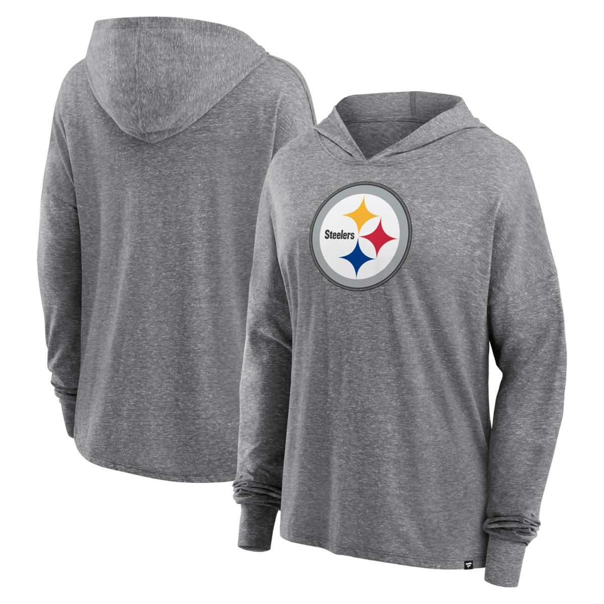 Women's Fanatics Heather Gray Pittsburgh Steelers Cozy Primary Pullover ...