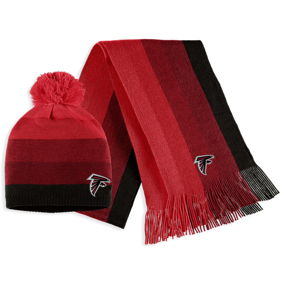 Women's WEAR by Erin Andrews Red Atlanta Falcons Ombre Pom Knit Hat and  Scarf Set