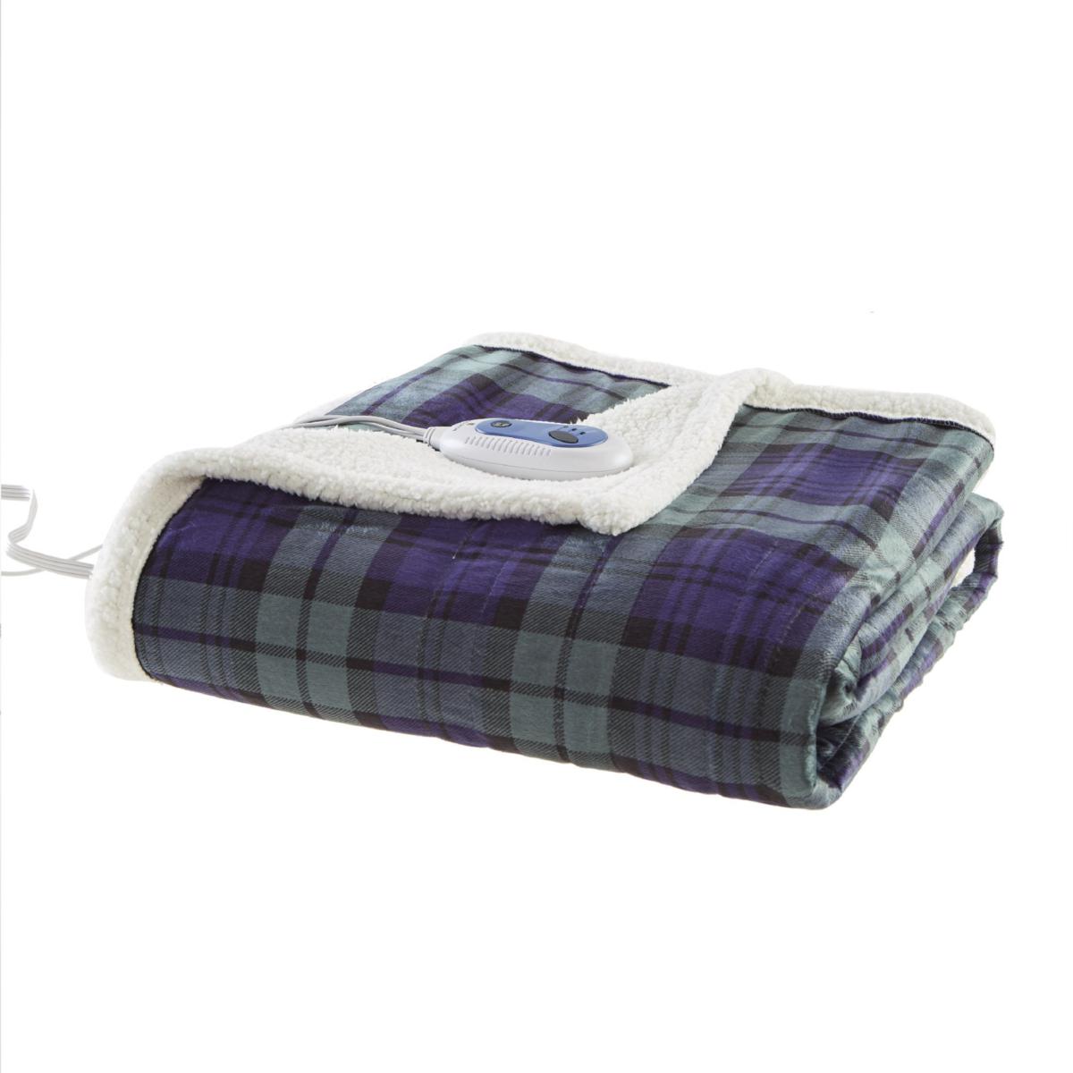 Purple heated throw online blanket