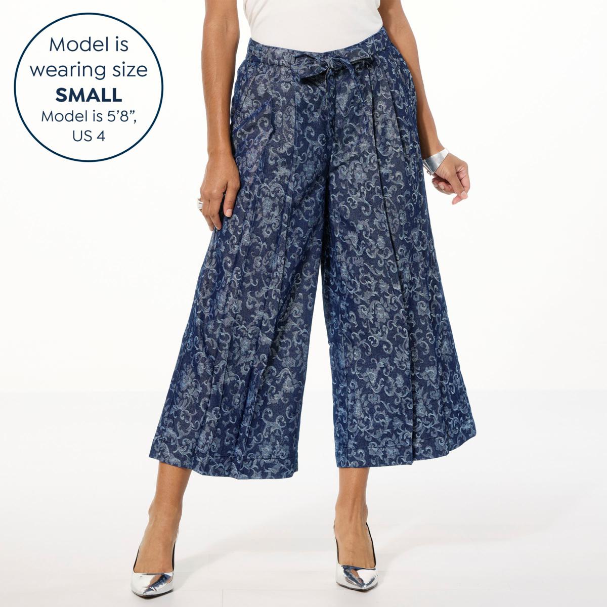WynneCollection Metallic Denim Jacquard Pant - 22877575 | HSN
