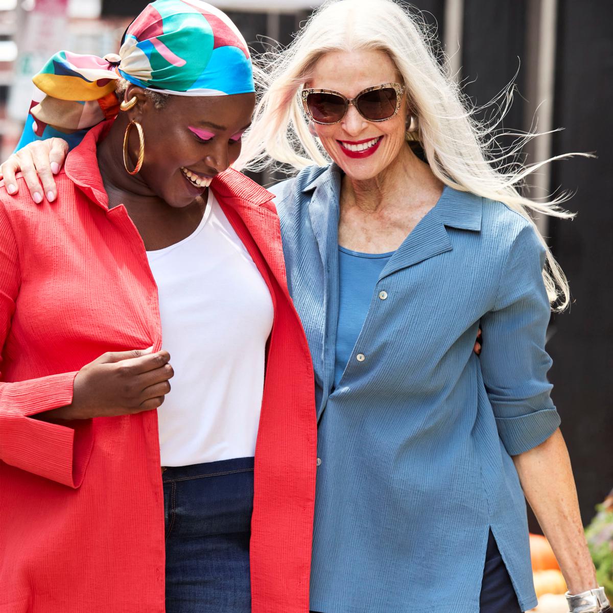 WynneCollection Textured Crinkle Button-Down Shirt | HSN