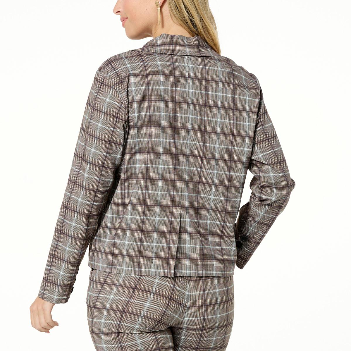 WynneLayers FlatterFIT Plaid Cropped Boxy Jacket