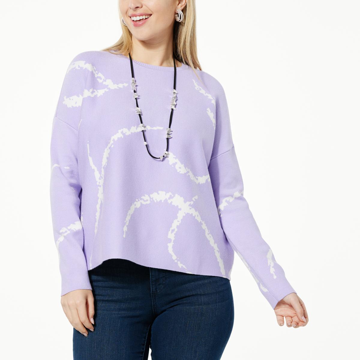 WynneLayers SoftKNIT Brushstroke Jacquard Unstructured Sweater