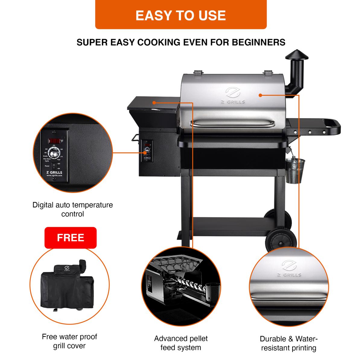 Z GRILLS Grill & Smoker 8 in 1 Grill Wood Pellet Grill & Electric Smoker  BBQ Combo with Auto Temperature Control