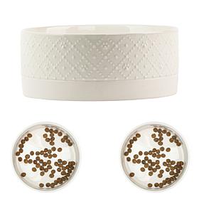10 Strawberry Street Clermont Paw Pet Dish, White, Set of 2, Large